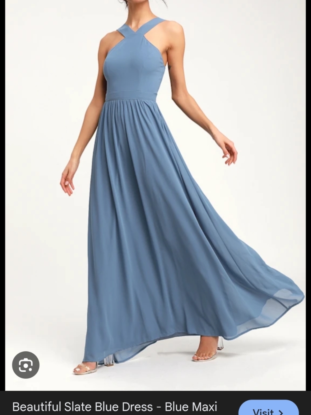 NWT Lulu's Slate Blue Cross-Strap Maxi Dress
